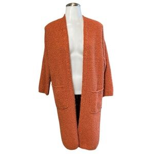 XS women’s long soft rust orange cardigan knit sweater A&F